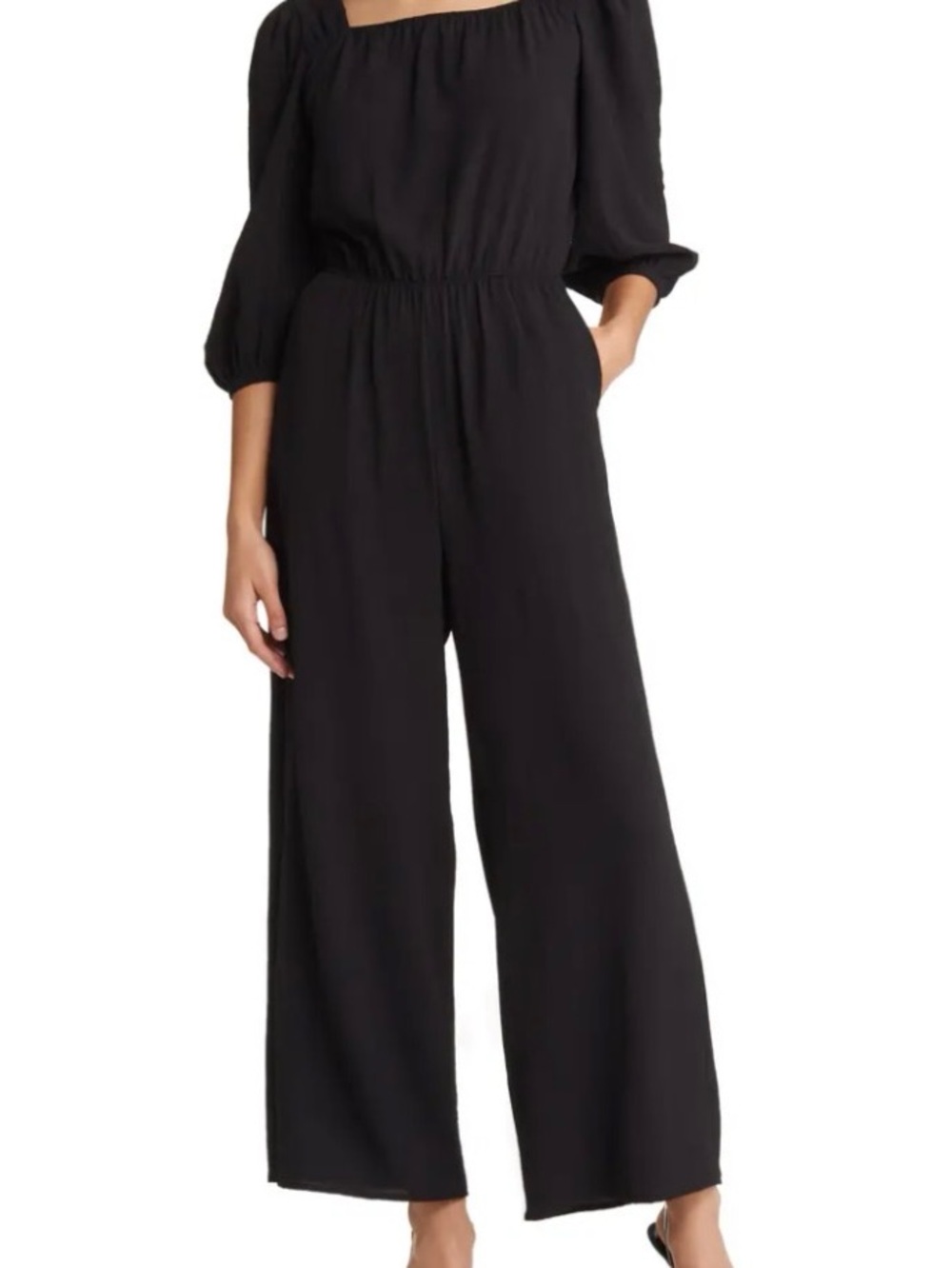 Nordstrom Fraice by J  Large Jumpsuit with Square Neck, bubble sleeves, pockets!